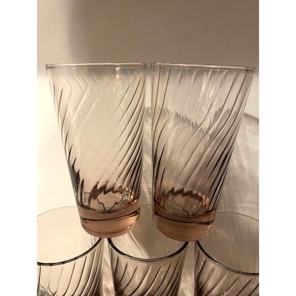 Set of 5 Vintage Libbey Pink/Purplish Swirl Design Tumblers  5"  #2253 - Picture 3 of 4